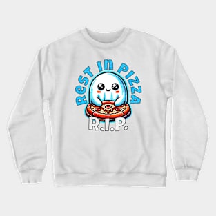 RIP Rest in Pizza - Cute Ghost with Pizza Crewneck Sweatshirt